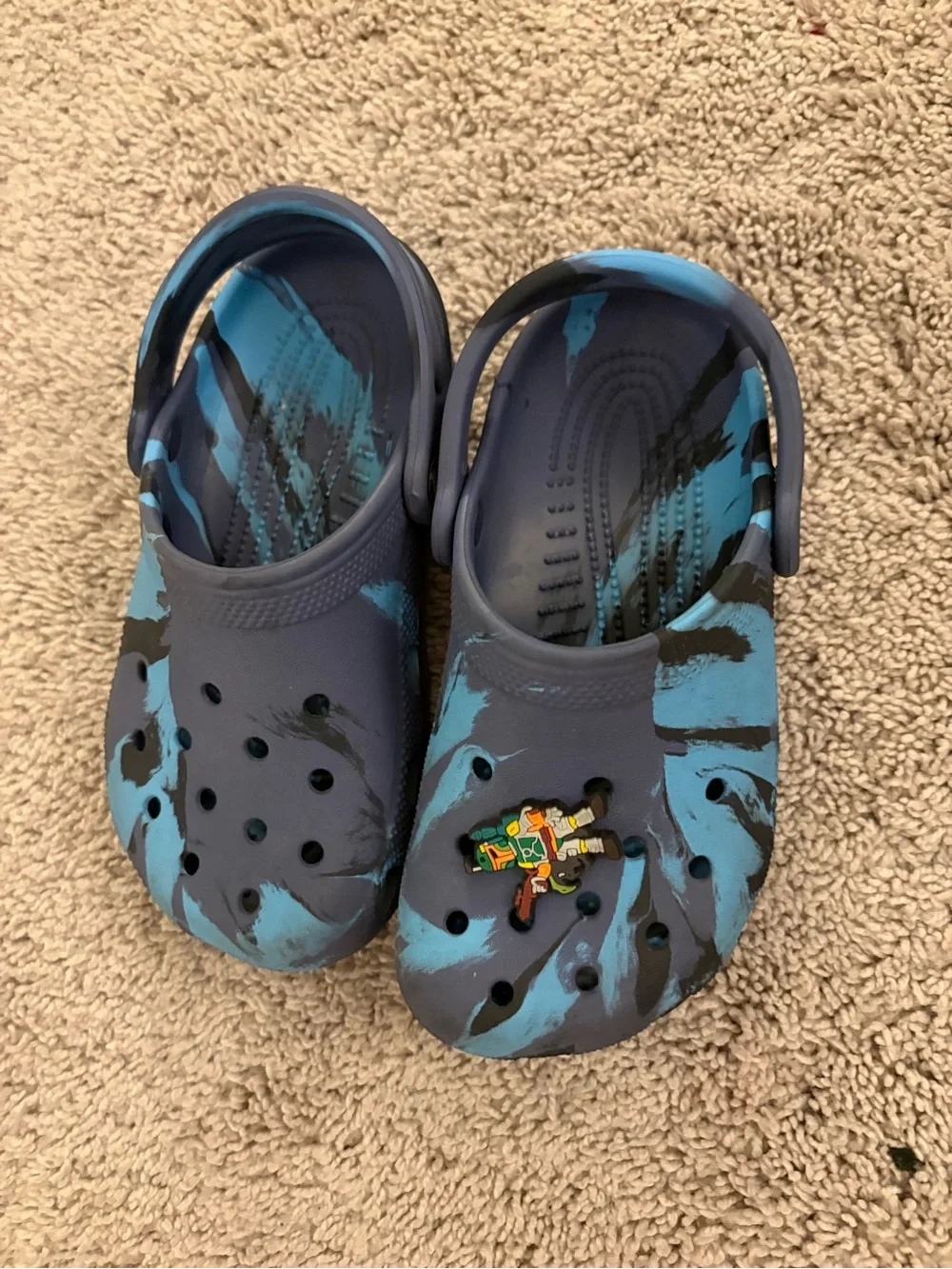 CROCS Kids Blue & Black Tie-Dye Style